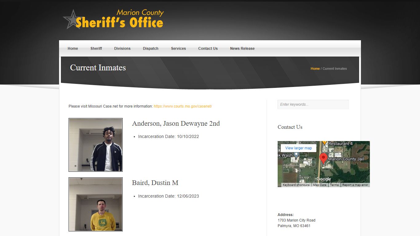 Current Inmates ‹ Marion County MO Sheriff's Office